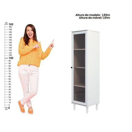 Cristaleira Estante para Livros 1 Porta Vidro E-963 - Ditália Móveis Imagem de Cristaleira Estante para Livros 1 Porta Vidro E-963