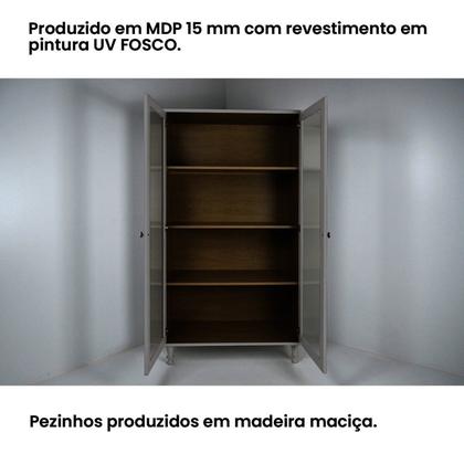 Imagem de Cristaleira Estante Para Livros 2 Portas Vidro E-957 Cinza