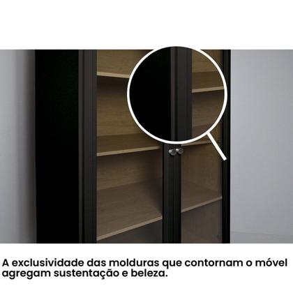Imagem de Cristaleira Estante para Livros 2 Portas Vidro E-957