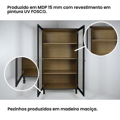 Imagem de Cristaleira Estante para Livros 2 Portas Vidro E-957