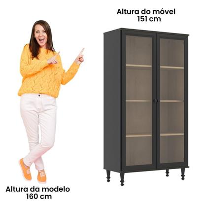 Imagem de Cristaleira Estante para Livros 2 Portas Vidro E-957