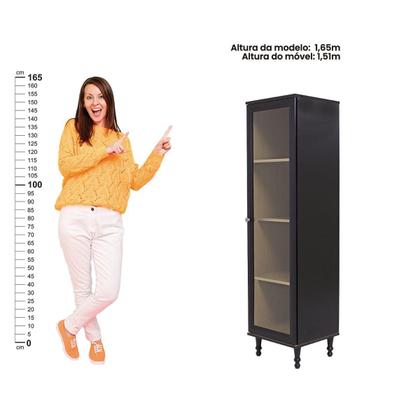 Cristaleira Estante Para Livros Ditália 1 Porta Vidro E-963 Imagem de Cristaleira Estante Para Livros Ditália 1 Porta Vidro E-963