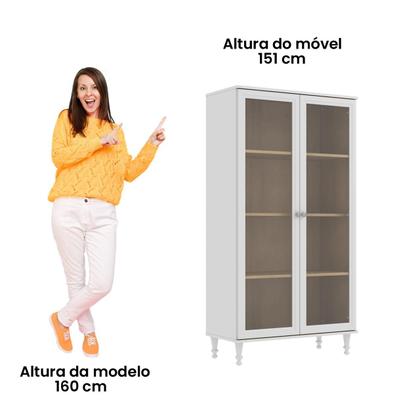 Cristaleira Estante Para Livros Ditália 2 Portas Vidro E-957 Imagem de Cristaleira Estante Para Livros Ditália 2 Portas Vidro E-957