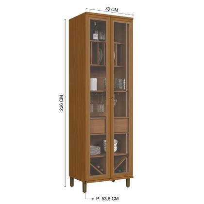 Imagem de Cristaleira Fidelitá Barcelona Com Led 2 Portas Com Vidro 1 Gaveta 70cm Freijó