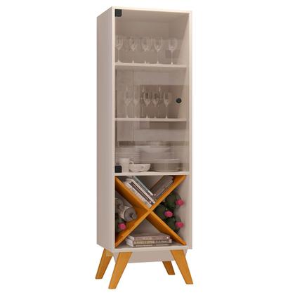 Cristaleira Graça 1 Porta de Vidro Off White/Cinamomo - Jcm Móveis Imagem de Cristaleira Graça 1 Porta de Vidro Off White/Cinamomo - Jcm Móveis