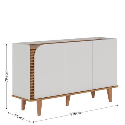 Imagem de Cristaleira Guanabara Off White Freijó com Aparador Buffet Jurerê Off White Matte Freijó - Colibri