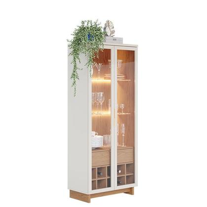 Imagem de Cristaleira Guanabara Off White Freijó com Aparador Buffet Jurerê Off White Matte Freijó - Colibri