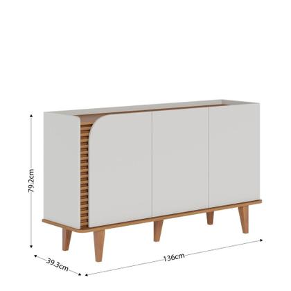 Imagem de Cristaleira Guanabara Off White Freijó com Aparador Buffet Jurerê Off White Matte Freijó - Colibri