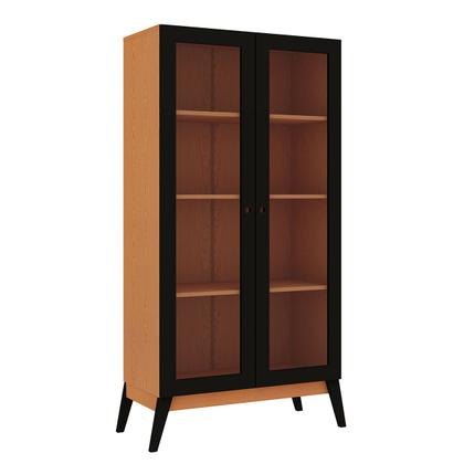 Imagem de Cristaleira Jamaica 2 Portas Cinamomo/Preto Fosco - Genialflex