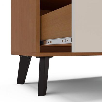 Imagem de Cristaleira Londres 2 Portas 1 Gaveta com Vidro Creme/Freijó - Politorno