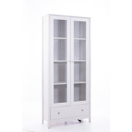 Imagem de Cristaleira para Sala de Jantar 2 Portas de Vidro 1 Gaveta 181cm x 80cm Branco