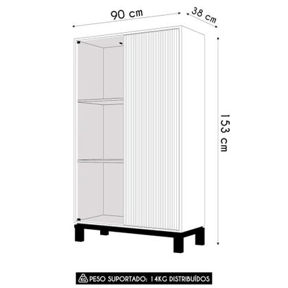 Imagem de Cristaleira Porta de Vidro Com LED 90cm Lucca Off/Freijó C01 - Mpozenato