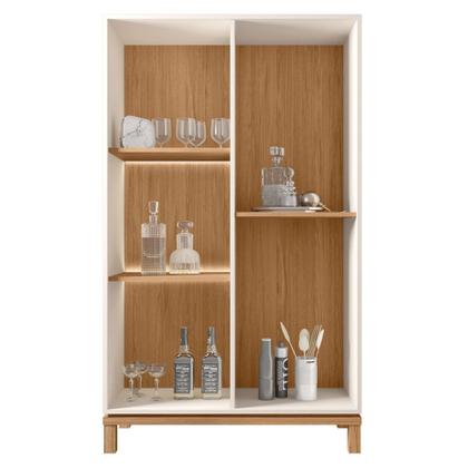 Imagem de Cristaleira Porta de Vidro Com LED 90cm Lucca Off/Freijó C01 - Mpozenato