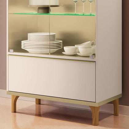 Imagem de Cristaleira Portas de Vidro com Led 76cm Delux Off/Champanhe H01 - Mpozenato