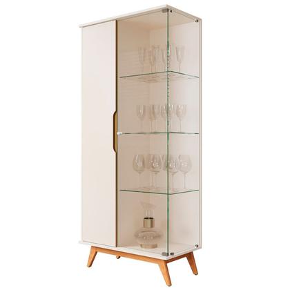 Imagem de Cristaleira Puxador Usinado e Vidro Temperado 100% MDF 180CMX80CM Linha 2025 Bege