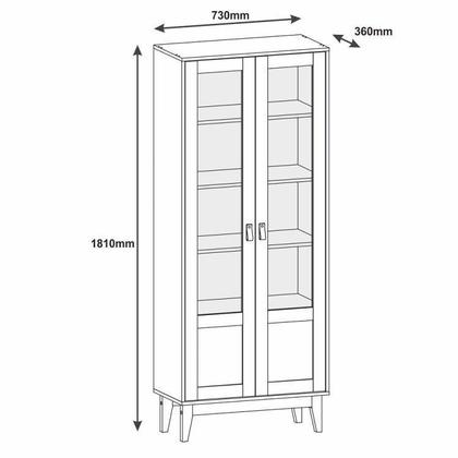 Imagem de Cristaleira Retrô 2 Portas Vidro Pés Madeira Cedro 73cm Lyra Marrom