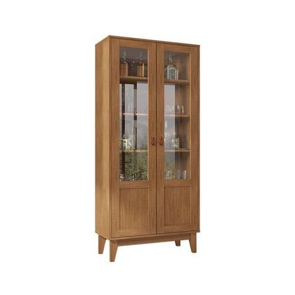 Imagem de Cristaleira Retrô 2 Portas Vidro Pés Madeira Cedro 73cm Lyra Marrom