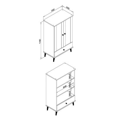 Cristaleira Retrô com 2 Portas de Vidro - Off White - Movelbento Imagem de Cristaleira Retrô com 2 Portas de Vidro - Off White