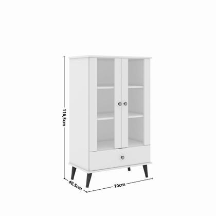 Imagem de Cristaleira Retrô com Vidro 2 Portas 1 Gaveta RT3107 Movelbento