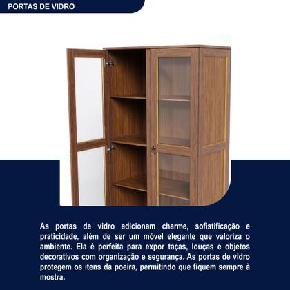 Cristaleira Roma Pinus com HDF Porta de Vidro Retrô - Rodmóveis Imagem de Cristaleira Roma Pinus com HDF Porta de Vidro Retrô