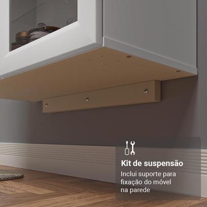 Cristaleira Suspensa 70 cm 2 Portas de Vidro Branco Madesa Imagem de Cristaleira Suspensa 70 cm 2 Portas de Vidro Branco Madesa