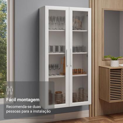 Cristaleira Suspensa 70 cm 2 Portas de Vidro Branco Madesa Imagem de Cristaleira Suspensa 70 cm 2 Portas de Vidro Branco Madesa