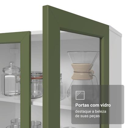 Imagem de Cristaleira Suspensa 70 cm 2 Portas de Vidro Branco/Verde Vik Madesa