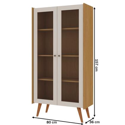 Imagem de Cristaleira Vértice 2 Portas com Vidro 100% Mdf Cinamomo/Off White - Genialflex