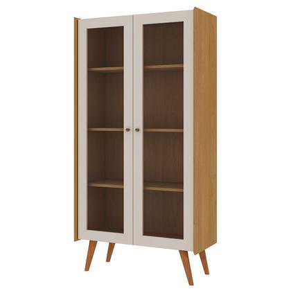 Imagem de Cristaleira Vértice 2 Portas com Vidro 100% Mdf Cinamomo/Off White - Genialflex