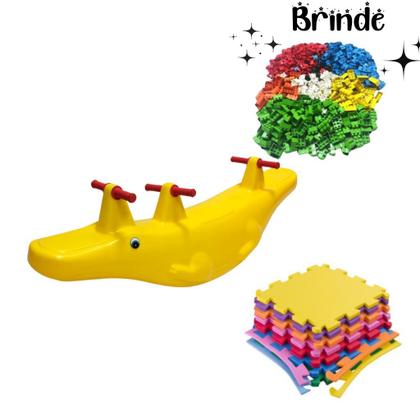 Imagem de Crocodilo com 4 Tatames 50x50 e 100 Multiblocos  Kit Completo para Diversão Infantil