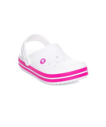 Imagem de Crocs Sandália Infantil Crocband Branco/Rosa