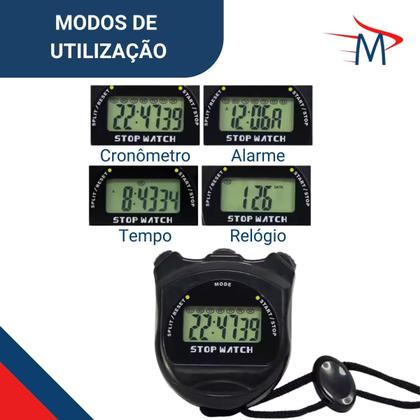 Imagem de Cronômetro Digital Multifuncional Alarme Profissional de Mão