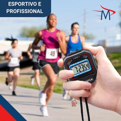 Imagem de Cronômetro Digital Multiuso C/ Calendário e Apito Metal Azul