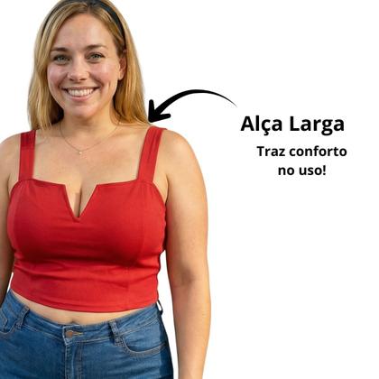 Imagem de Cropped Alça Larga Decote V com Lastex não marca não aperta