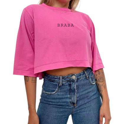 Imagem de Cropped Algodão Estampado ''Braba'' Modinha Estilo Oversized