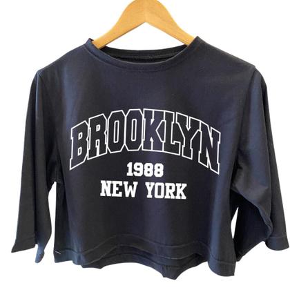 Imagem de Cropped Algodão Estampado Brooklyn Manga Curta Oversized