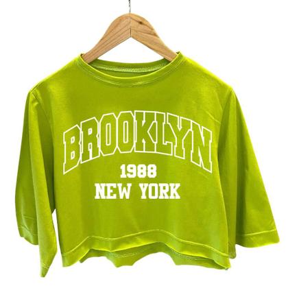 Imagem de Cropped Algodão Estampado Brooklyn Manga Curta Oversized