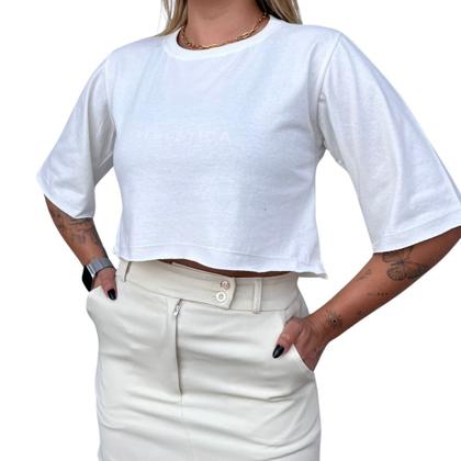 Imagem de Cropped Algodão Feminino Liso Basico T-shirt Blusa Manga Curta
