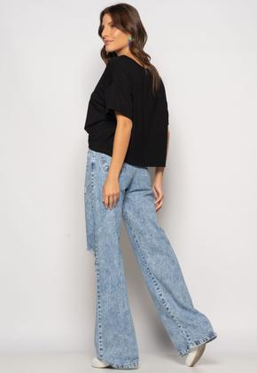 Imagem de Cropped Amplo Manga Curta Malha Preto Salvatore