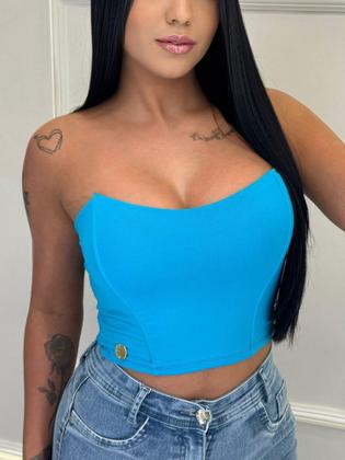 Imagem de Cropped Blusa Sem Alça Barbatana Com Bojo Pimenta Original