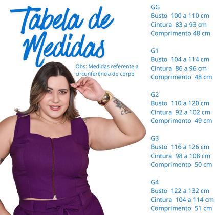 Imagem de Cropped Colete Blusinha com Zíper Bengaline Plus Size Cor:MarinhoTamanho:G3