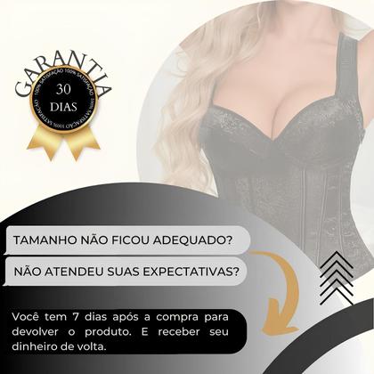 Imagem de Cropped Corset Corselet Top Blusa Bustiê Modelador Floral Linha Casual Preto M659