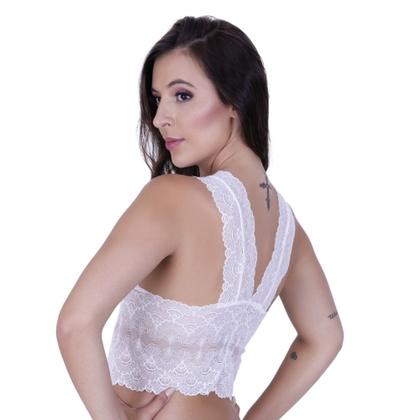 Imagem de Cropped de Renda Blusa Regata com Bojo - c1 SUTIÃ CRIS