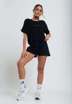 Imagem de Cropped Esportivo Amplo Manga Curta Malha Preto Salvatore