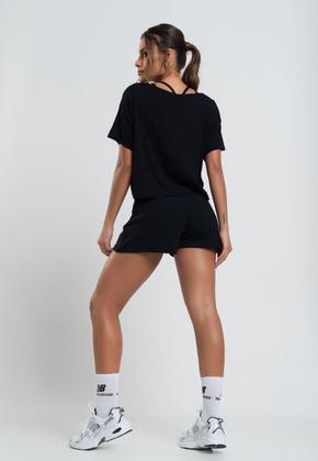 Imagem de Cropped Esportivo Amplo Manga Curta Malha Preto Salvatore