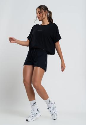 Imagem de Cropped Esportivo Amplo Manga Curta Malha Preto Salvatore