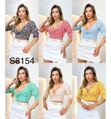 Imagem de Cropped Estampado Com Bojo Elastex Nas Mangas E Costas S8154