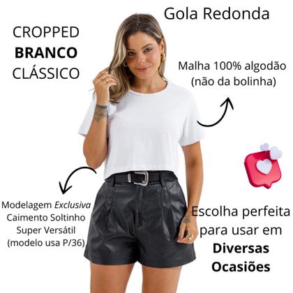 Imagem de Cropped Feminino Básico 100% Algodão Slim Oversized Moda Primavera Verão 3048A