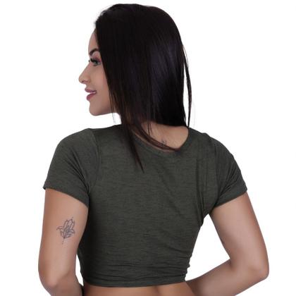 Imagem de Cropped feminino curto ajustável algodão com bojo e forro orbis