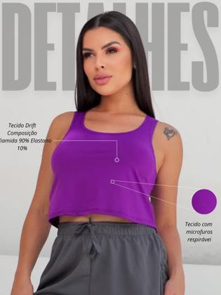Imagem de Cropped Feminino Dry Fit com Micro furos Esporte Ar Livre Fitness
